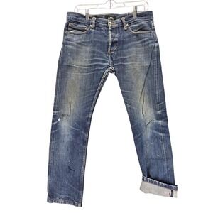 A.P.C. Jeans Mens Blue Selvedge Petit Standard Whiskers Honeycomb Fits 30x27